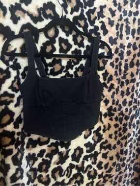 Garage Black Square Neck Cropped Tank Top
